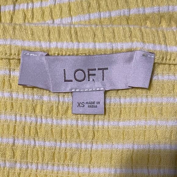 Loft Yellow and White Puff Sleeve Blouse Sz XS - Picture 6 of 7